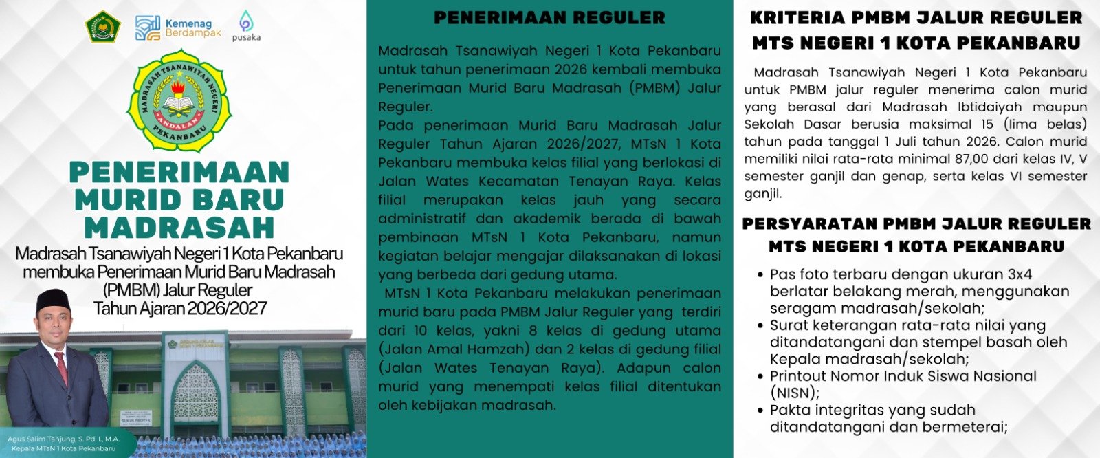 Brosur PMBM MTsN 1 Kota Pekanbaru 2026 - 1